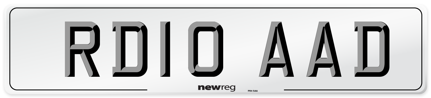 RD10 AAD Number Plate from New Reg